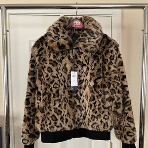 Banana Republic leopard print faux fur jacket